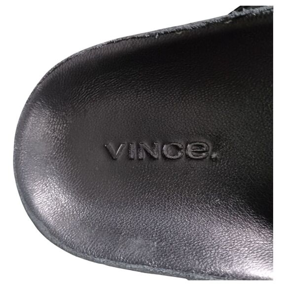 Vince Sandals 7 Womens Black Comfort Slide Thong Leather Flat Slip On Casual - Picture 4 of 9